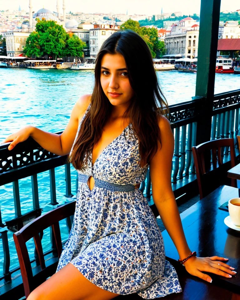 A woman beside the water in Istanbul
